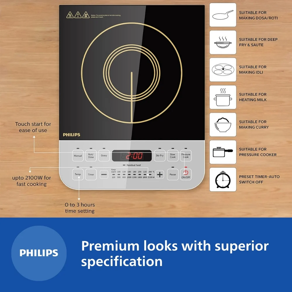 Philips Induction Cooktop 2100W for Fast Cooking - HD4928/01 - Image 6