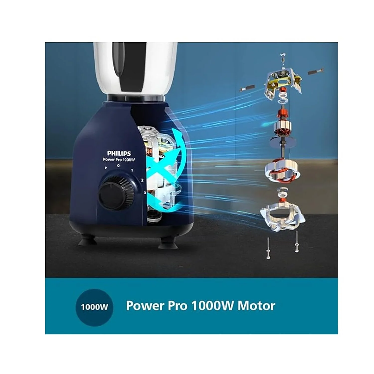 Refurbished Philips 1000 Watt Mixer Grinder with PowerPro Motor and 3 Jars - HL7713/01 - Image 2