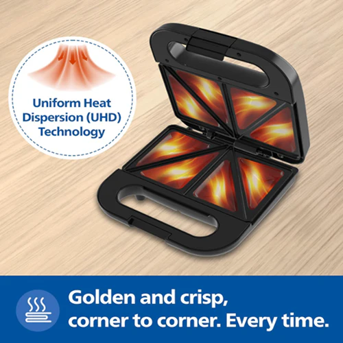 Philips 4-Slice Sandwich Maker 800W UHD Plates - HD3000/80 - Image 5