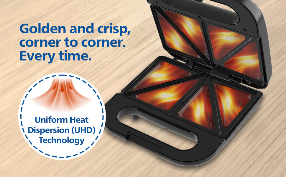 Philips 4-Slice Sandwich Maker 800W UHD Plates - HD3000/80 - Image 8