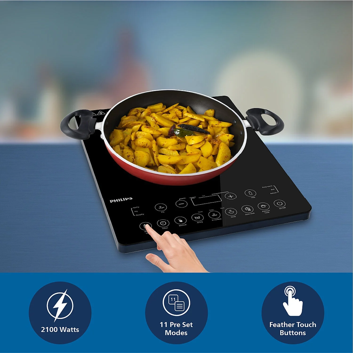 Refurbished Philips 2100W Induction Cooktop with Triple MOV for 4kW surge protection and feather touch control - HD4995/00 - Image 5