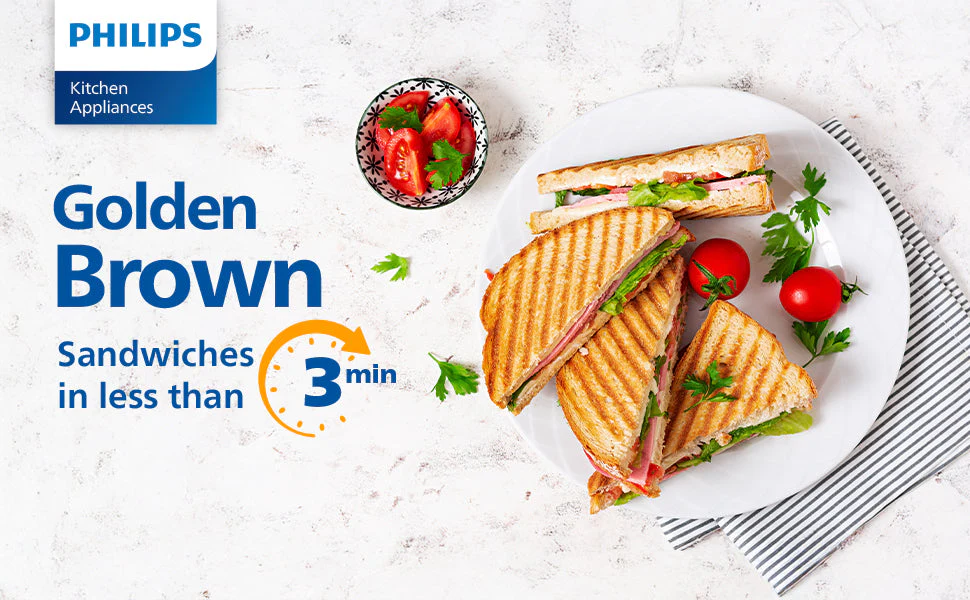 Philips HD3010/80 Sandwich Maker 700W Flat & Grilled Plates - Image 5