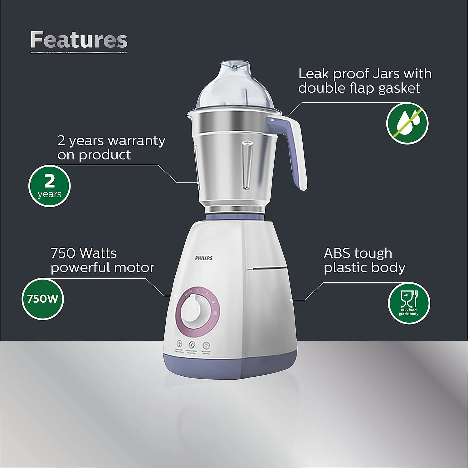 Refurbished Philips Mixer Grinder 4 Jar 750W - HL7701/01 - Image 2